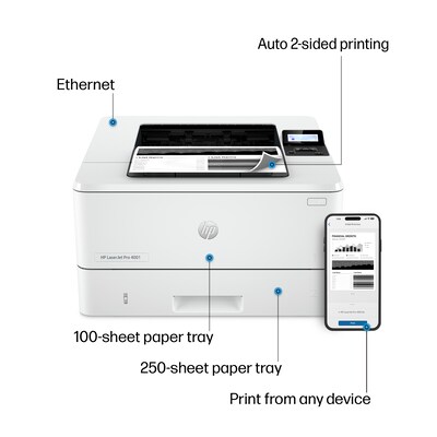 HP LaserJet Pro 4001 LJP 4001dn Black & White Laser Printer, Single-Function, Print, Best for Office