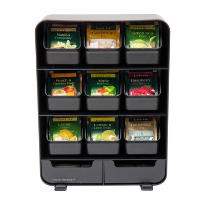 Mind Reader Plastic 11-Drawer Tea Bag Organizer, Black (TBORG-BLK)