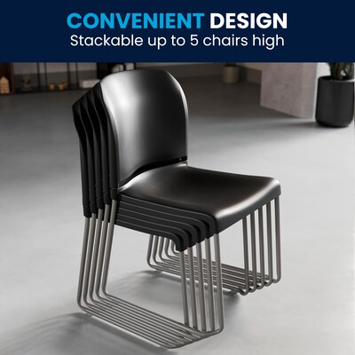 Flash Furniture HERCULES Polypropylene Office Chair, Black, 4/Pack (RUT-238A-BK-GG)