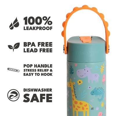 Elemental Core Pop Stainless Steel Double Wall Insulated Water Bottle, 18 oz., Safari (EBC18SF22P)