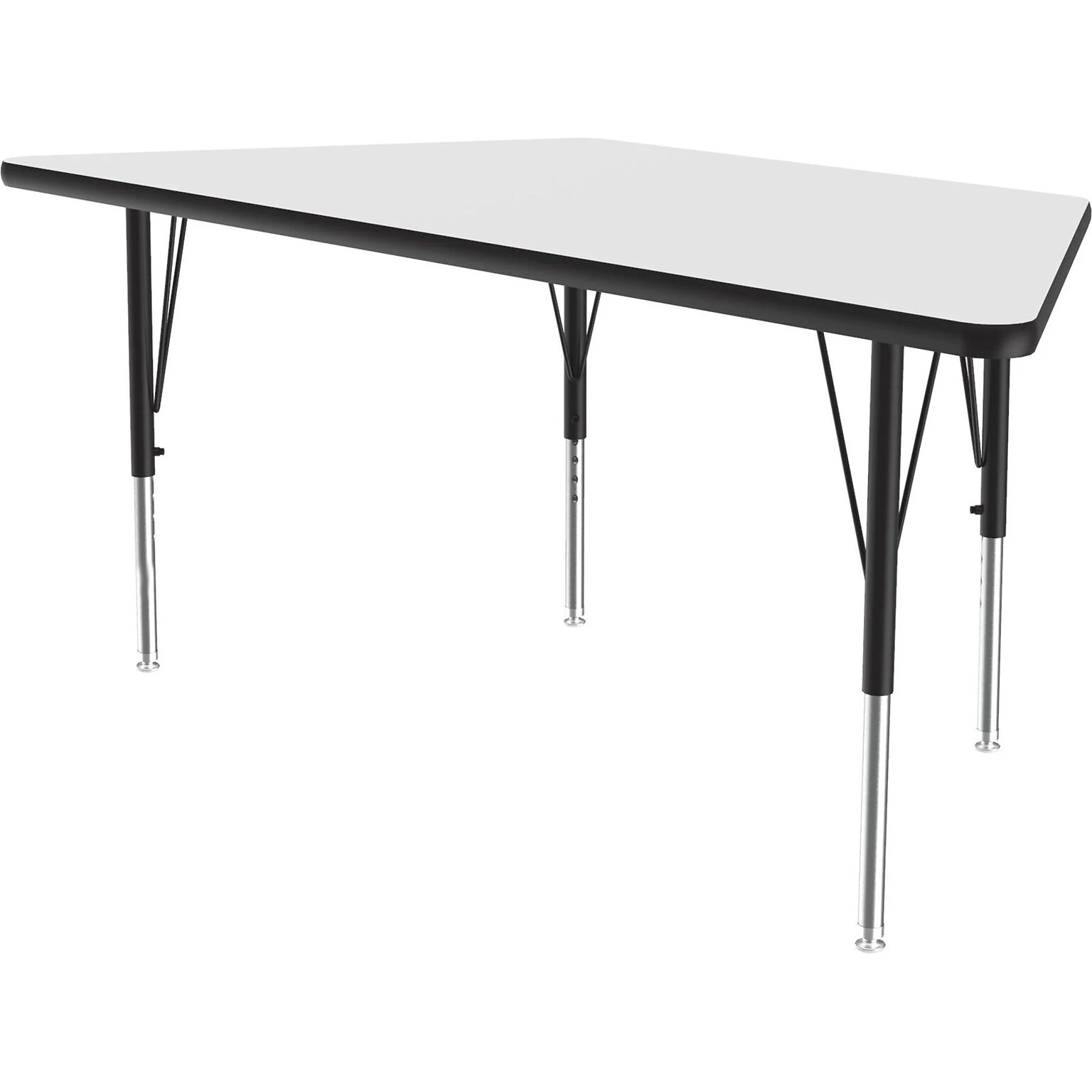 Correll Trapezoid Activity Table, 60 x 30, Height-Adjustable, Frosty White/Black (A3060DE-TRP-80)
