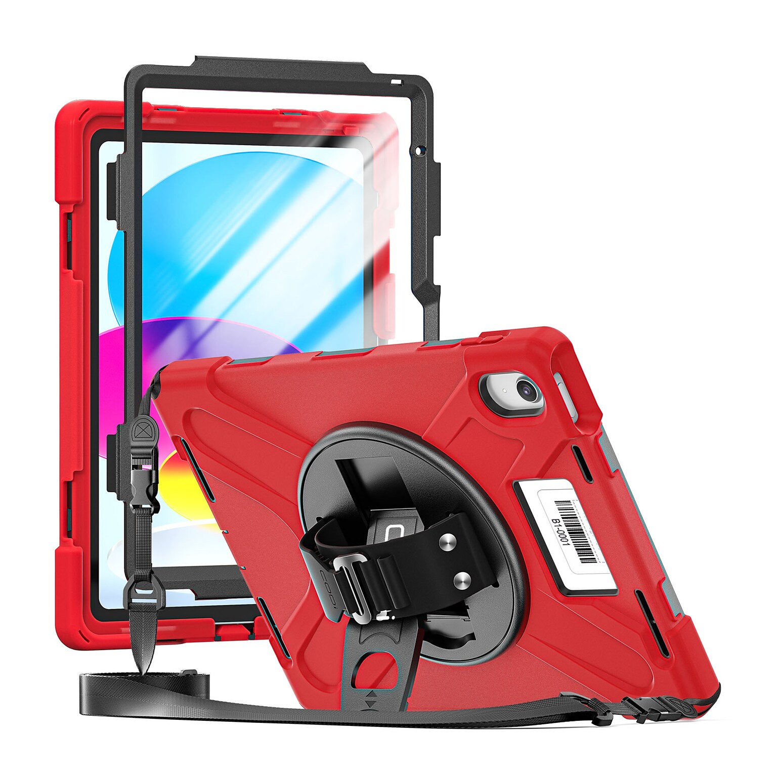 CODi Rugged iPad 11 (A16/11th Gen) & iPad 10.9 (10th Gen) Case with Integrated Screen Protector, Red (C30705069ISRD)