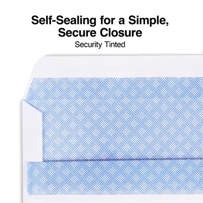 Self-Sealing Security-Tint #10 Envelopes, 4-1/8" x 9-1/2", White, 500/Box (511289/99296)