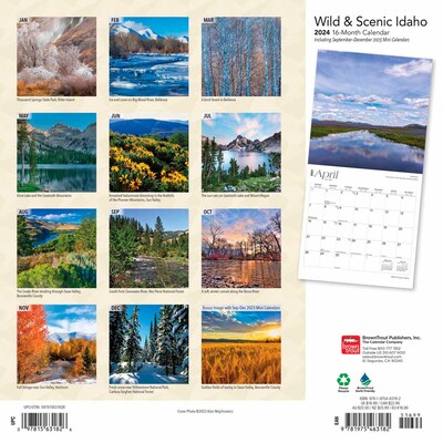 2024 BrownTrout Idaho Wild & Scenic 12" x 24" Monthly Wall Calendar (9781975463182)