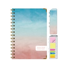 2024-2025 Excello Global Products Blue Pink Gradient 5.5 x 8 Weekly & Monthly Planner, Paper Cover