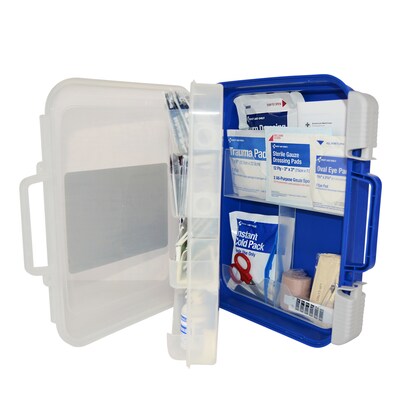 First Aid Only ReadyCare Plastic First Aid Kit with Medication, ANSI 2021 Class A, 50 People, 238 Pieces, Clear/Blue (90698)