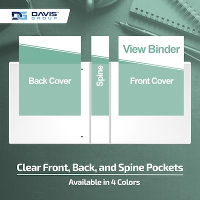 Davis Group Standard View 1.5" 3-Ring Binders, Assorted Pastel Colors, 4/Pack (7412-88-04)