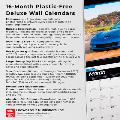 2026 BrownTrout Corvette 14" x 12" Monthly Wall Calendar (9798330701711)