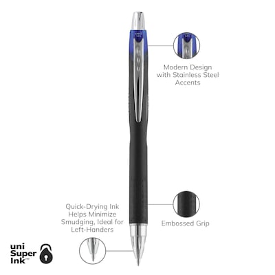 uni Jetstream RT Retractable Ballpoint Pen, Medium Point, 1.0mm, Blue Ink, Dozen (73833)