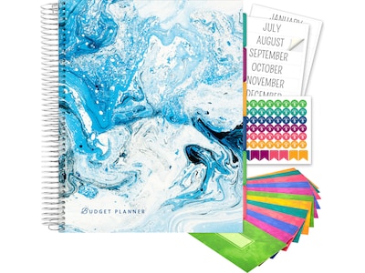 Global Printed Products 8.5" x 11" Budget Planner & Monthly Bill Organizer, Paperboard Cover, Blue/White (GPP-0073B)