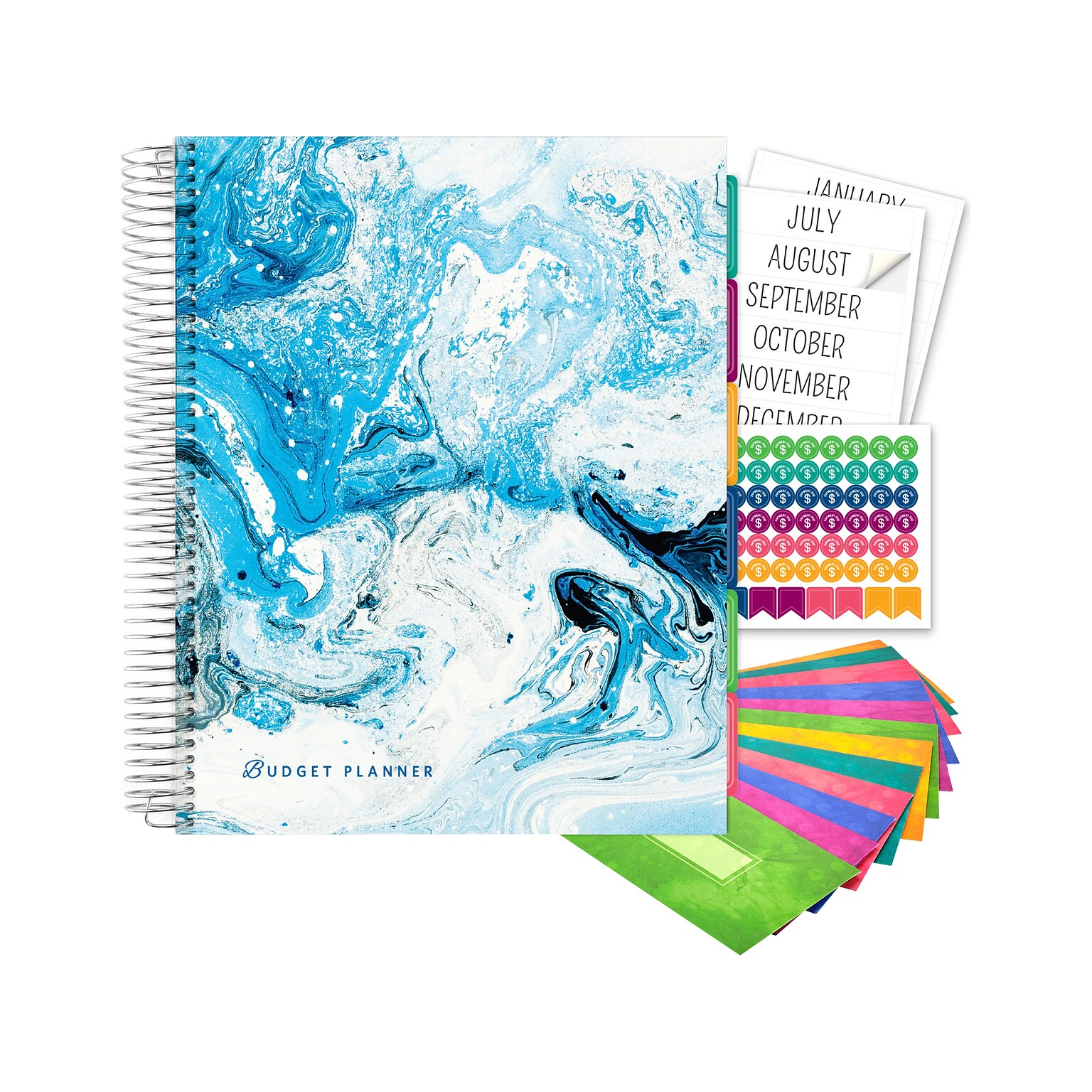 Global Printed Products 8.5 x 11 Budget Planner & Monthly Bill Organizer, Paperboard Cover, Blue/White (GPP-0073B)