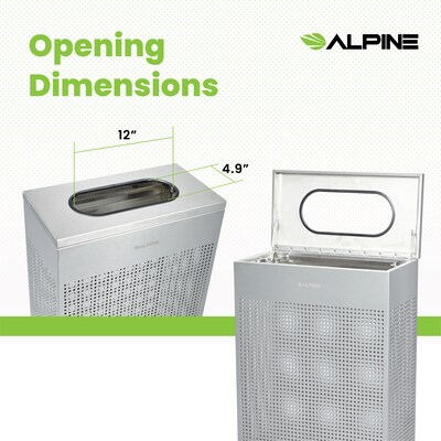 Alpine Industries Stainless Steel Trash Can, 13 Gallon, Silver (ALP438-13-SS)