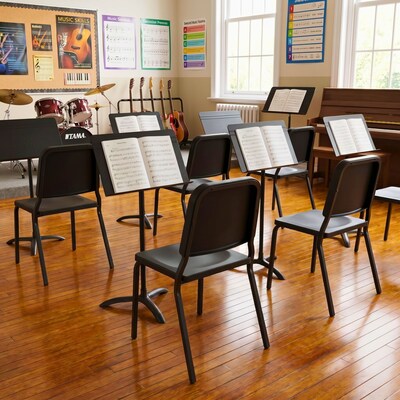 Flash Furniture HERCULES Series Plastic Stackable Melody Band/Music Chair, Black (HFMUSIC)