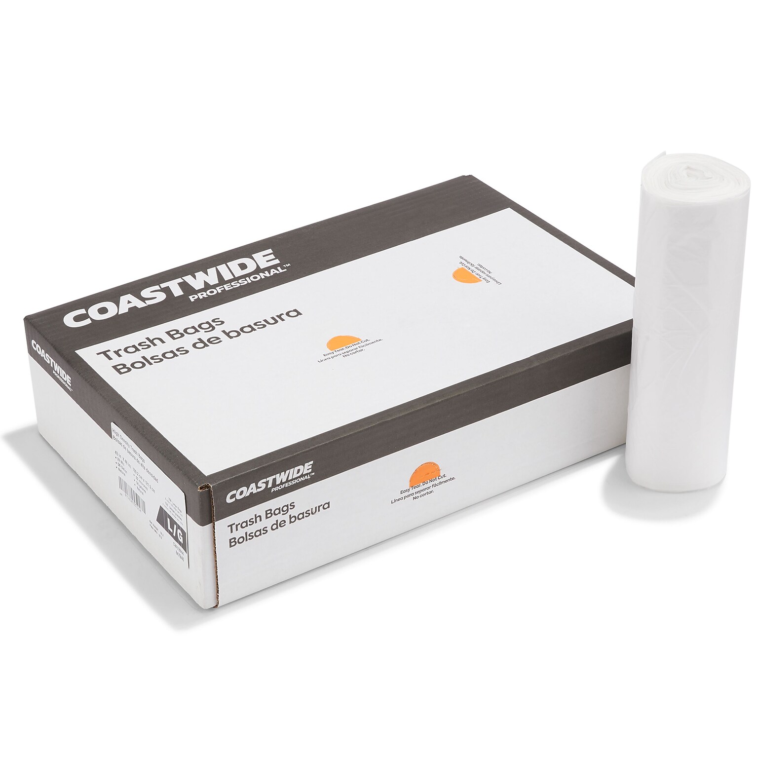 Coastwide Professional™ 50-56 Gallon Trash Bag, 43 x 48, High Density, 22 mic, Natural, 150 Bags/Box (CW19244)