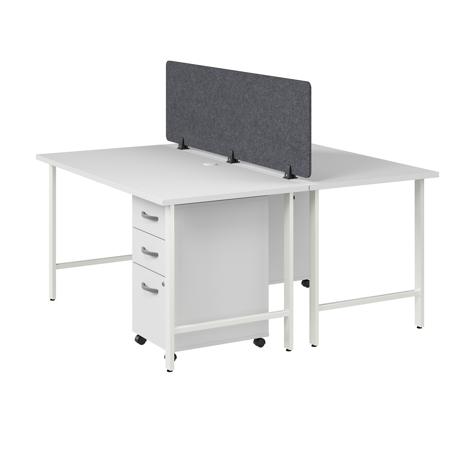 Bush Business Furniture Hustle 30H x 60W 2 Person Back to Back Cubicle Workstation, White (HUS014WHSU)