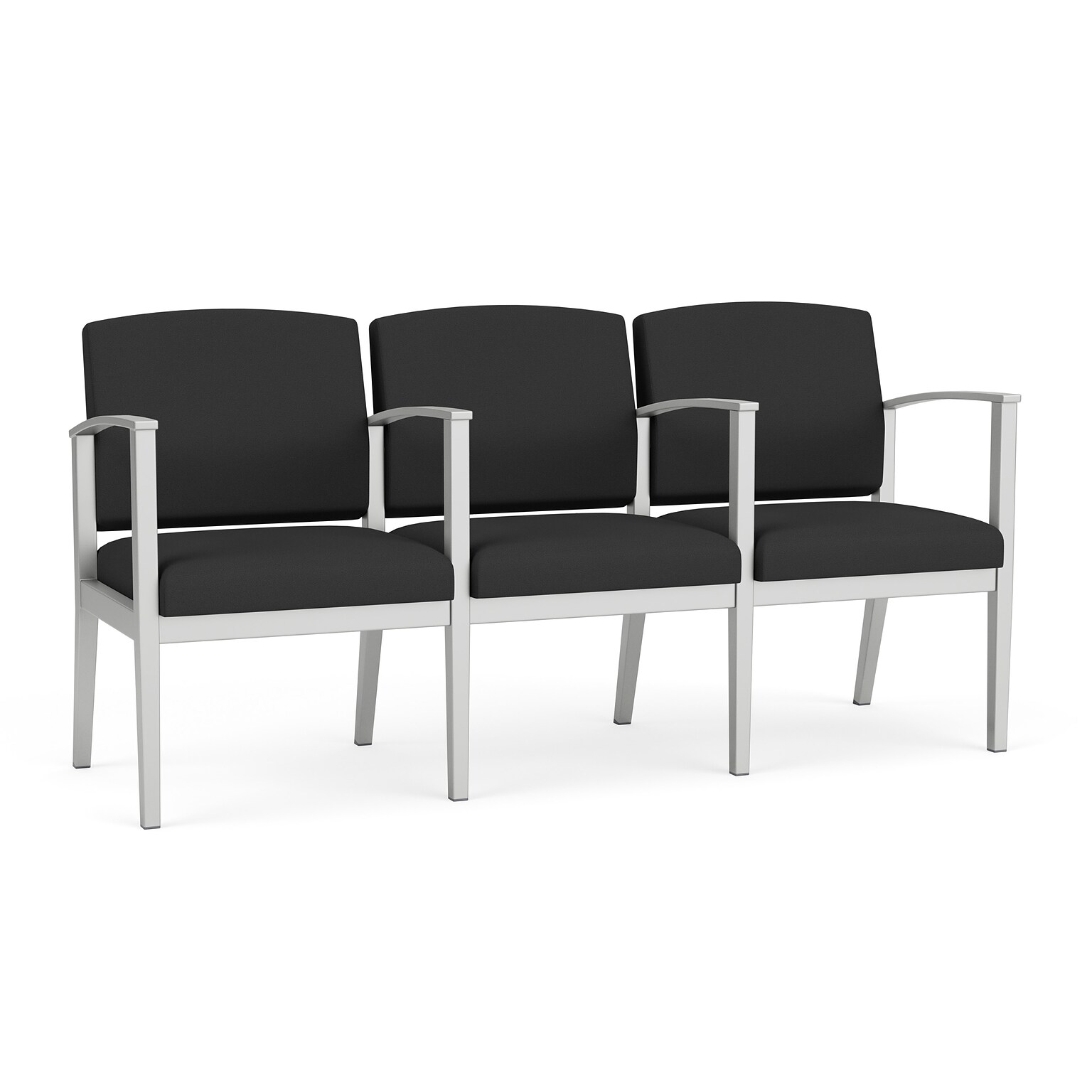 Lesro Amherst Steel Fabric 3-Seat Tandem Seating, Open House Graphite/Silver (AS3103.SSV-01OHGP)