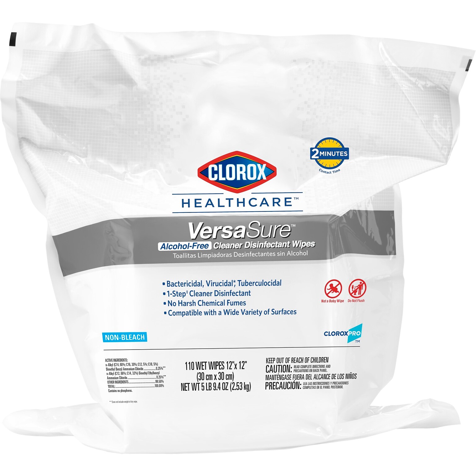 Clorox Healthcare VersaSure Cleaner Disinfectant Wipes, 110 Count Refill (31761)