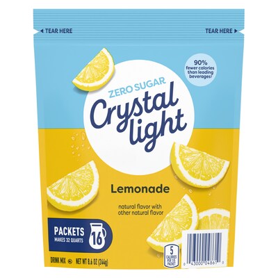 Crystal Light On-The-Go Sugar-Free Lemonade Powdered Drink Mix, 8.6 oz., 16/Box (220-00552)