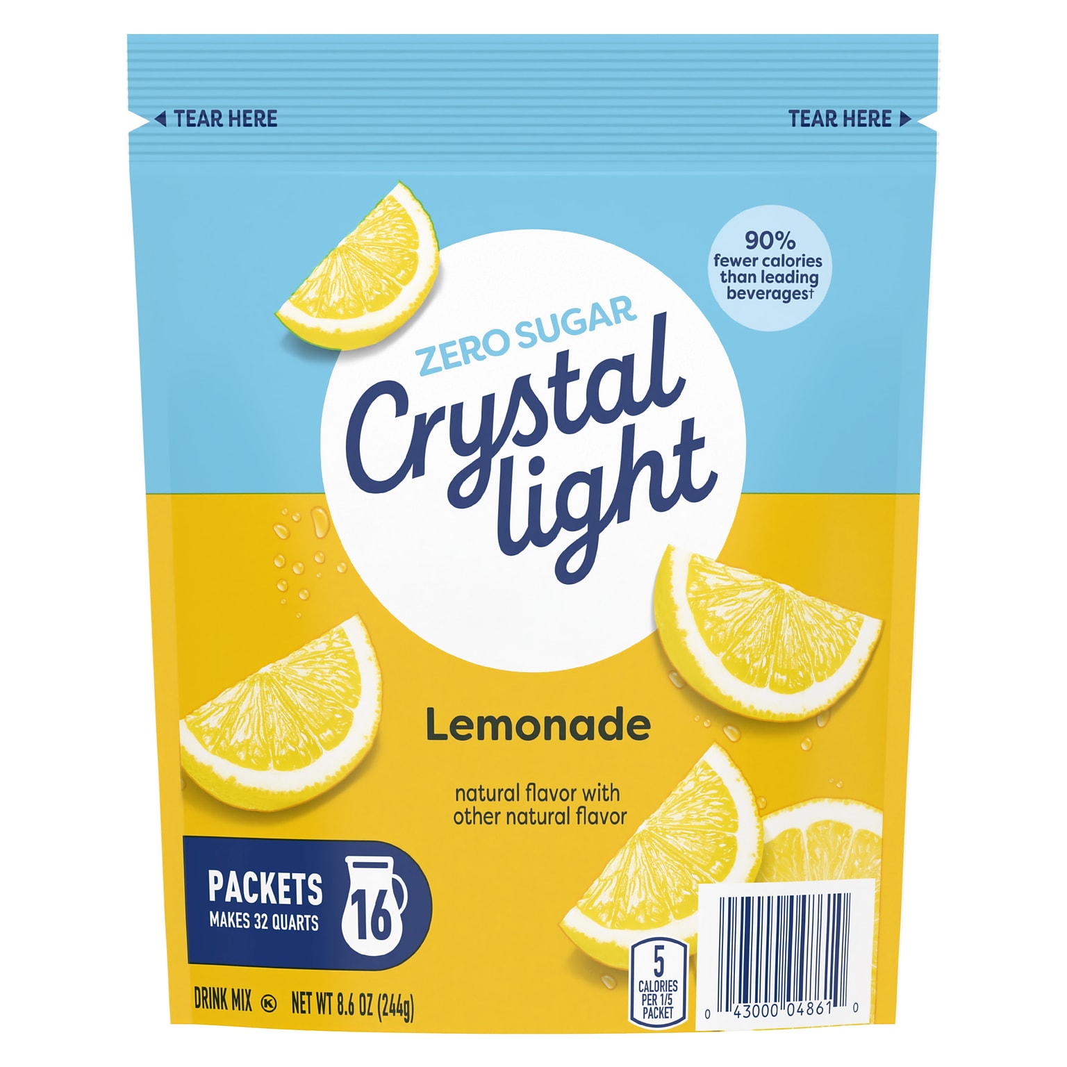 Crystal Light On-The-Go Sugar-Free Lemonade Powdered Drink Mix, 8.6 oz., 16/Box (220-00552)