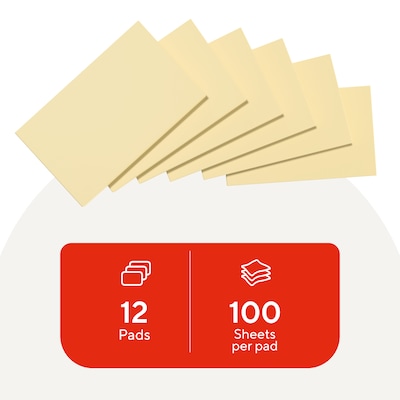 Staples Sticky Notes, 3 x 5, Yellow, Recycled Paper, 1200 Sheets – Eco-Friendly Self-Stick Notes for Lists & Reminders