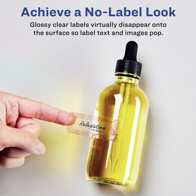 Avery Laser/Inkjet Rectangle Glossy Clear Labels, 1.5 x 2.75, Glossy Clear, 250 Labels/Pack (94230
