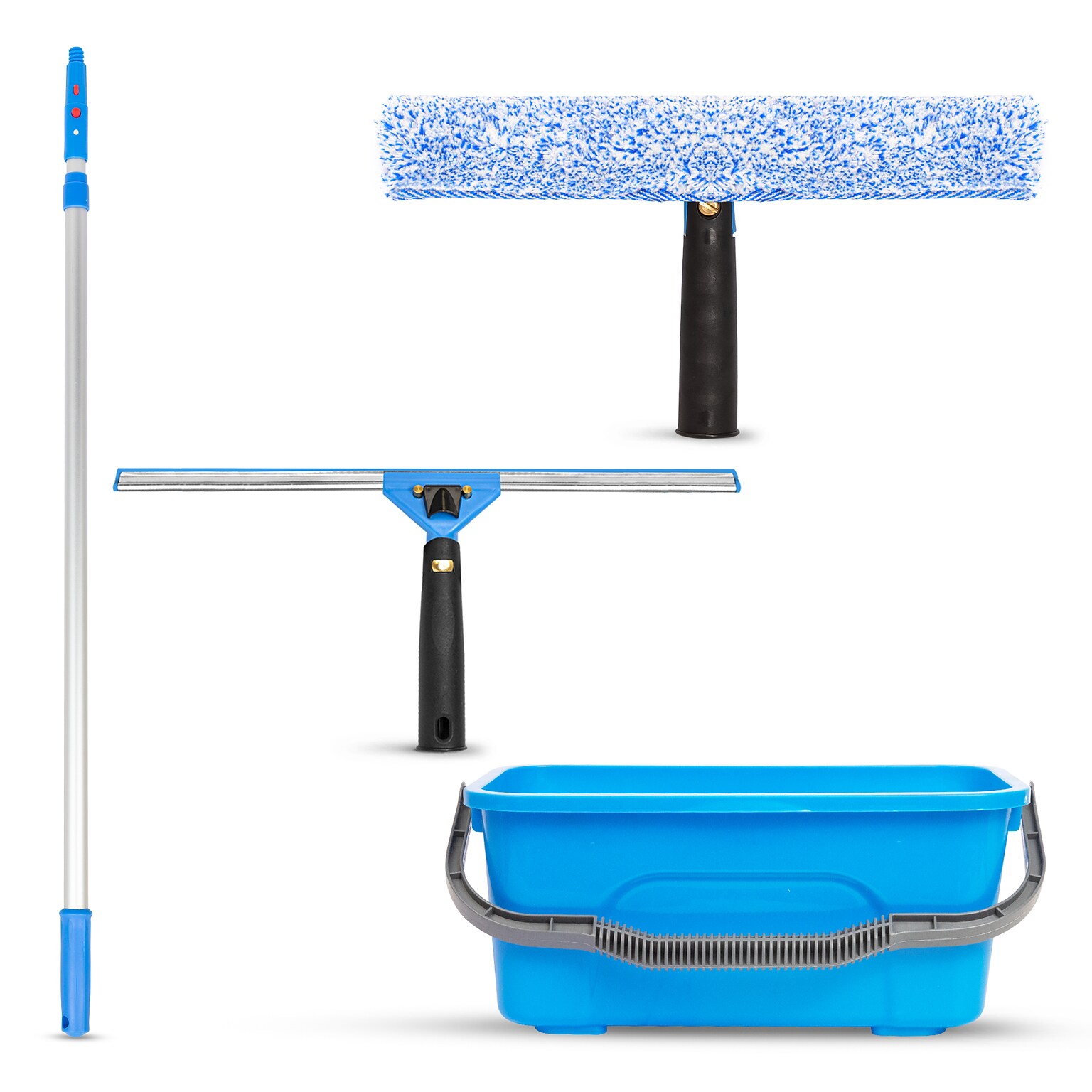 Gritt Commercial Pro Window Washing Kit with 14 Squeegee, 14 Washer, 6 Telescopic Pole and 3-Gallon Bucket (GRI137B-6F-14)