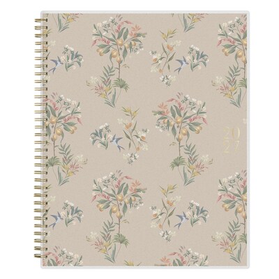 2027 Blue Sky Bespoke Letterpress Pears & Bluebirds 8.5 x 11 Calendar Year Weekly & Monthly Standard Planner, Plastic Cover
