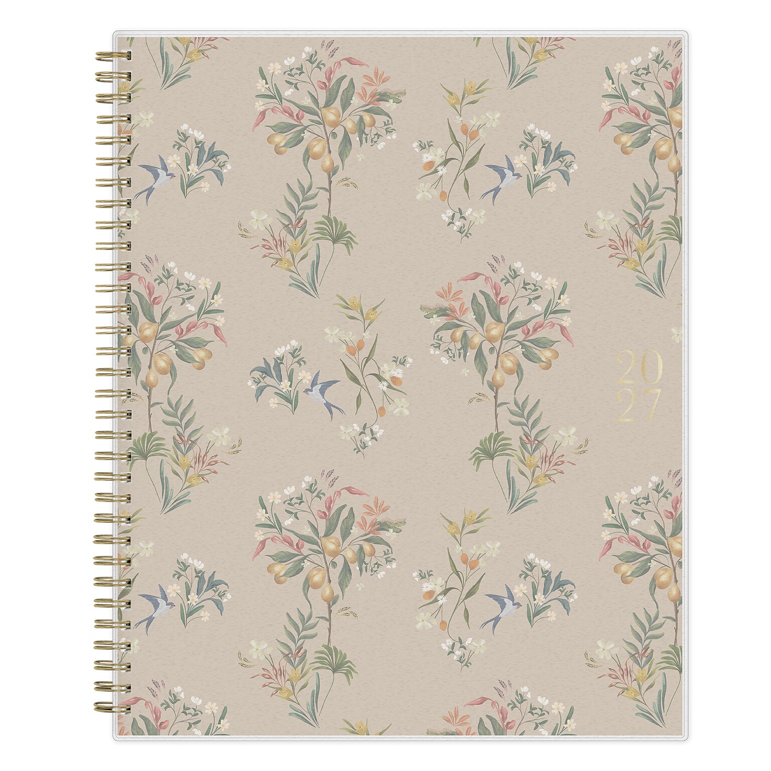 2027 Blue Sky Bespoke Letterpress Pears & Bluebirds 8.5 x 11 Calendar Year Weekly & Monthly Standard Planner, Plastic Cover