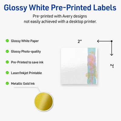 Avery Laser/Inkjet Square Multipurpose Labels, 2 x 2, White, 120/Pack (S00-EVB)