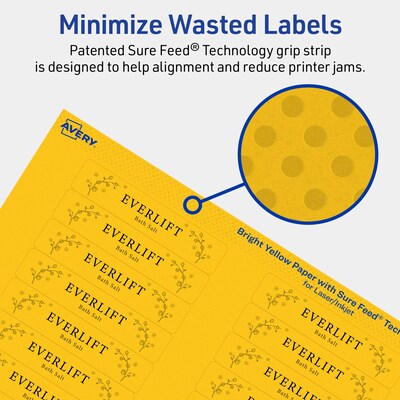 Avery Laser/Inkjet Rectangle Multipurpose Labels, 5/8" x 3", Bright Yellow, 320/Pack (94214)