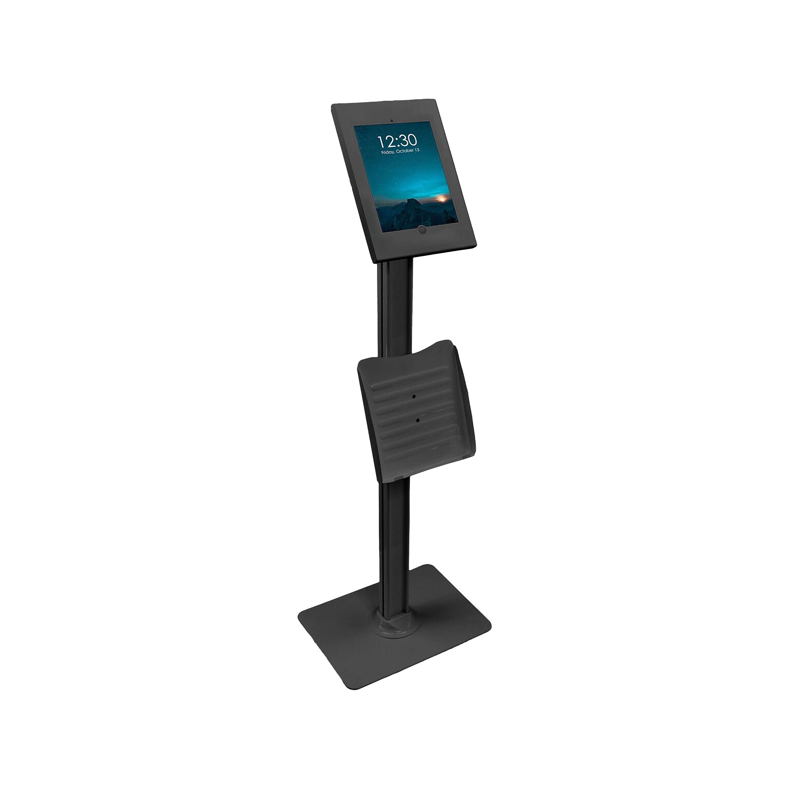 Mount-It! Adjustable Anti-Theft iPad Kiosk with Document Holder, Black (MI-3770B_G10)