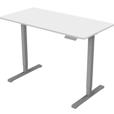 FlexiSpot ET155E 48W Electric Rectangular Adjustable Standing Desk, White/Gray (4SPL-S09010065)