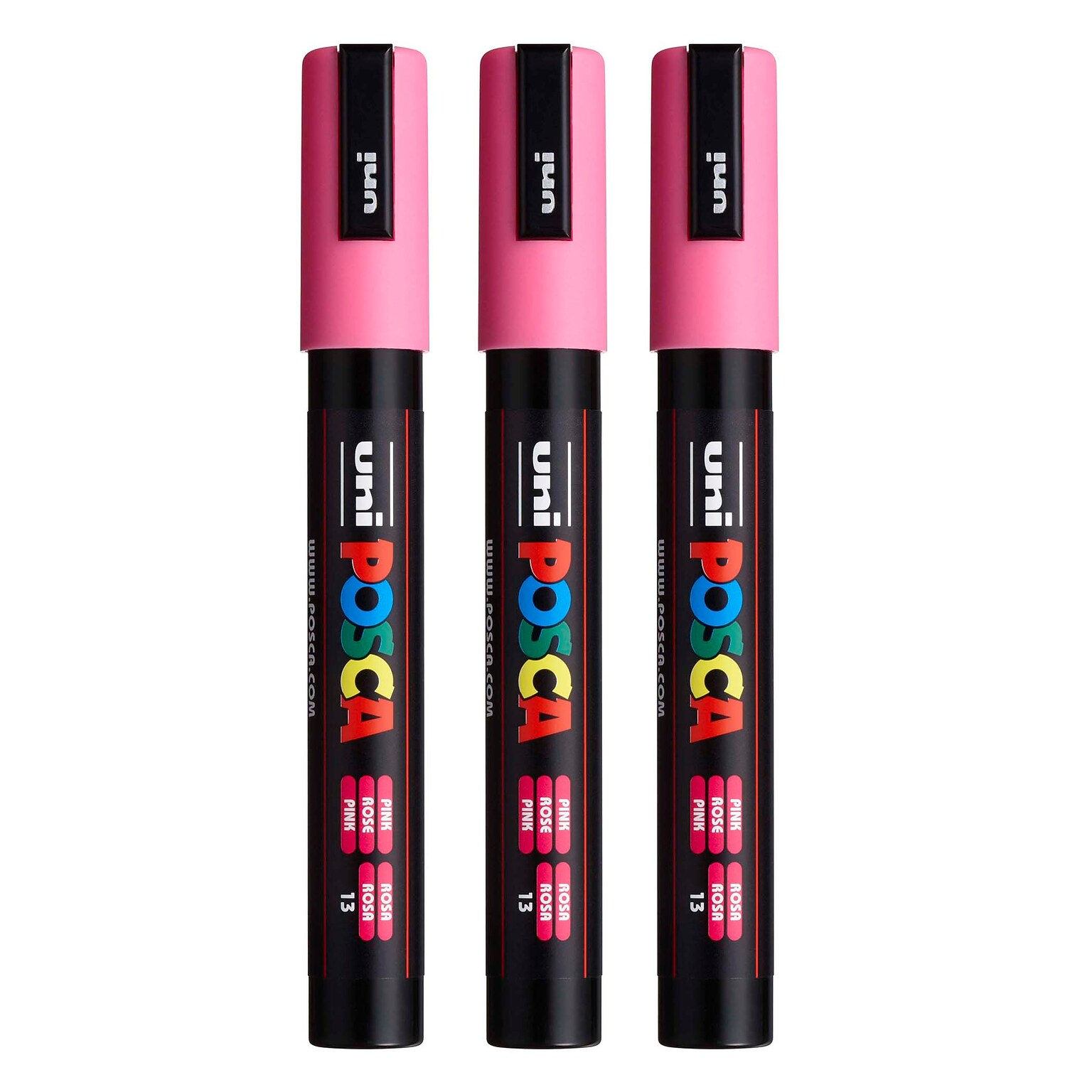 POSCA PC-5M Water Based Paint Marker, Medium Bullet Tip, Pink, 3/Pack (UBCPC5MPINK-3)