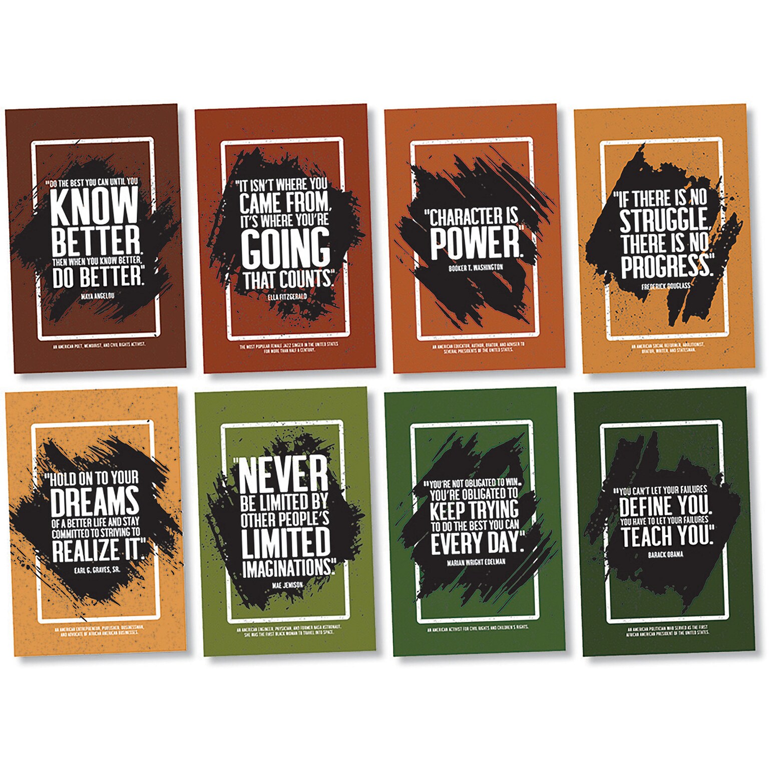 North Star Teacher Resources Inspirational Quotes by African American Influencers Bulletin Board Set, 8 Pieces/Set (NST3503)