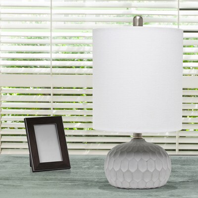 Lalia Home Concrete Thumbprint Table Lamp with Fabric Shade, White (LHT-5007-WH)