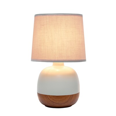 Simple Designs Petite Mid Century Table Lamp, Dark Wood and Light Gray (LT2078-DWG)