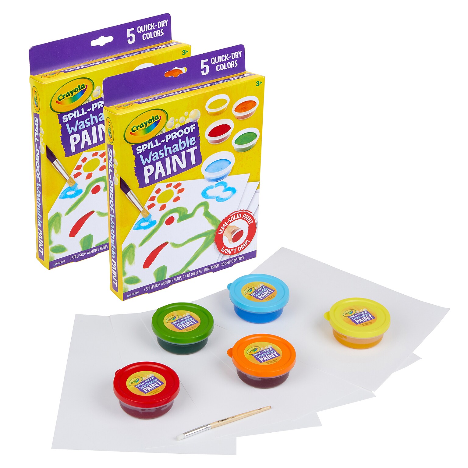 Crayola Spill-Proof Washable Paint Kit, Assorted Colors, 2 Kits/Bundle (BIN541092-2)