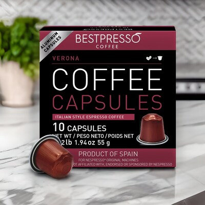 Bestpresso Verona Blend Coffee Nespresso Original Pods, Dark Roast, 10/Box (BST10406)