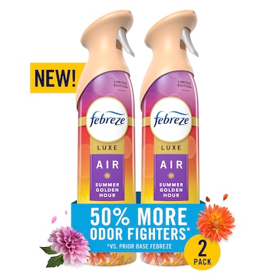 Febreze Luxe Air Freshener Spray, Summer Golden Hour Scent, 8.1 oz, 2/Pack (22745)