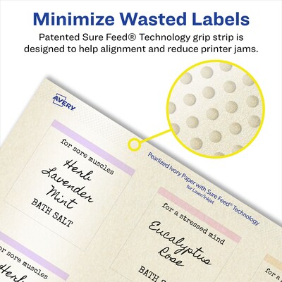 Avery Laser/Inkjet Square Pearlized Labels, 2.5" x 2.5", Ivory, 450 Labels/Box (94104)
