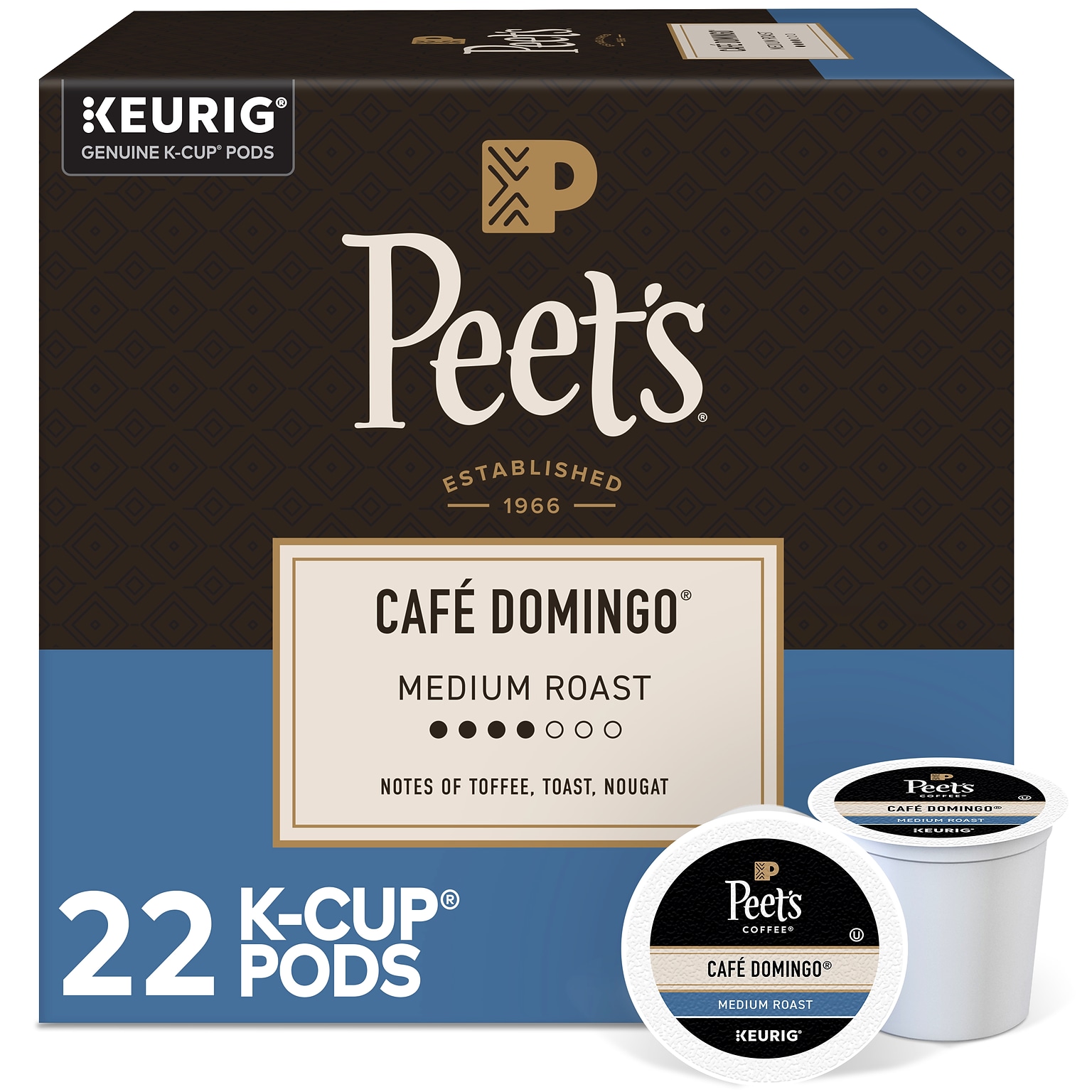 Peets Coffee Café Domingo Coffee Keurig® K-Cup® Pods, Medium Roast, 22/Box (6543)