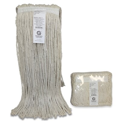 Baseline String Cut-End Wet Mop Head, Cotton, #24, 1.25 Headband, White (BL63330)