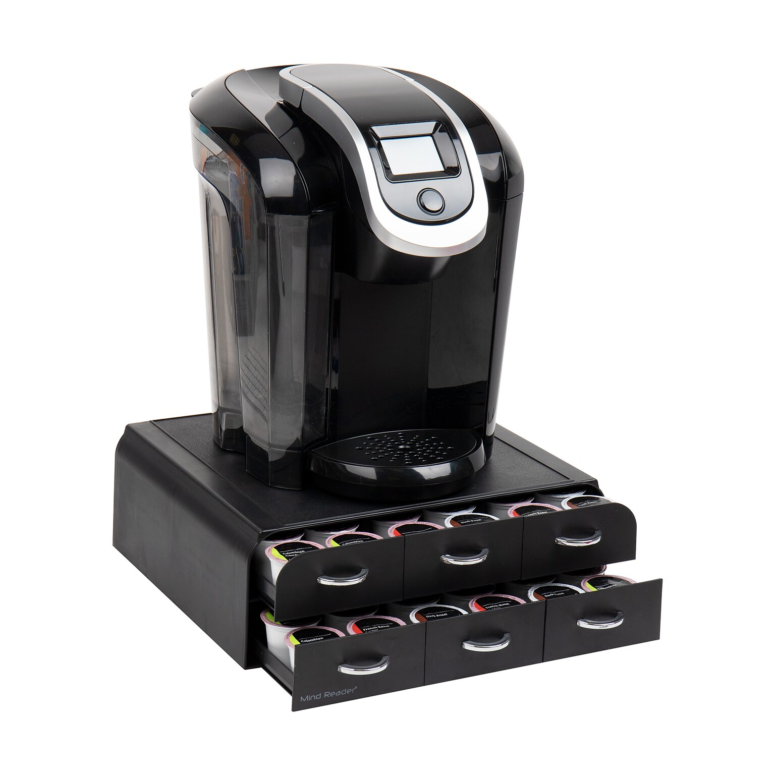 Mind Reader Plastic 2-Tier 6-Drawer Coffee Pod Storage Drawer, 72 Pod Capacity, Black (TRY6PC-BLK)