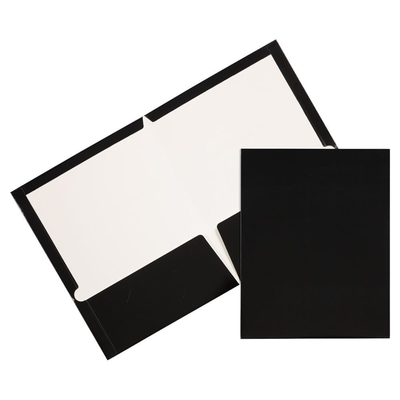 JAM Paper Glossy 2 Pocket Cardstock Presentation Folder, Black, 50/Box (385Gblc)