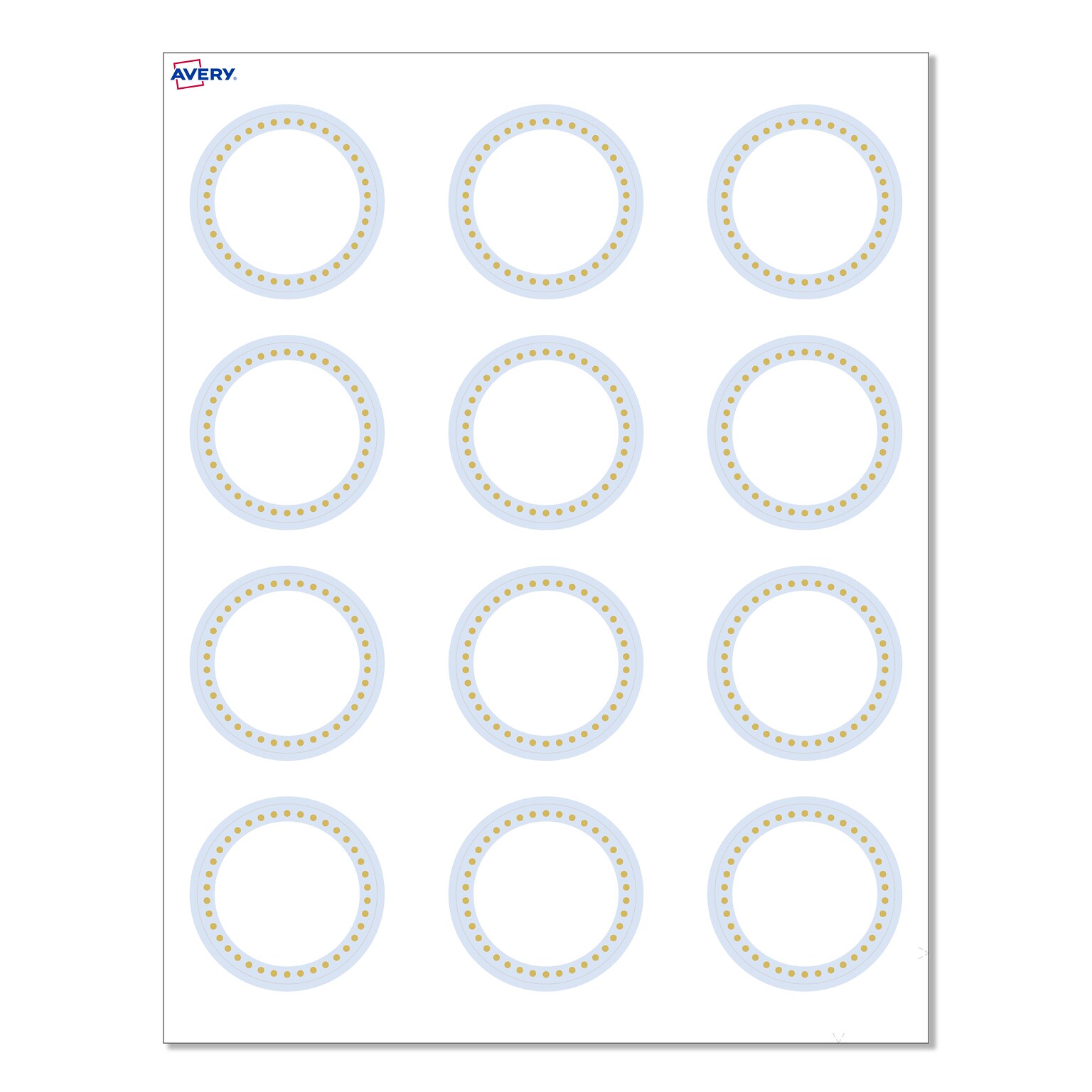 Avery Blue Border w/ Gold Dots Matte Blank Card, White, 120/Pack (S00-D2H)