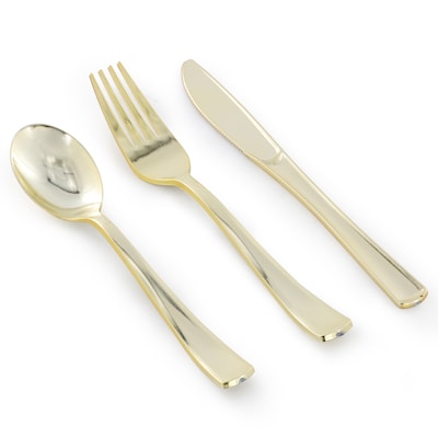 Elama Plastic Dinnerware Set, White/Gold, 150 Pieces/Set (935124340M)