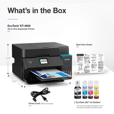 Epson EcoTank ET-4950 Wireless All-in-One Color Supertank Printer, Black (C11CL40201)