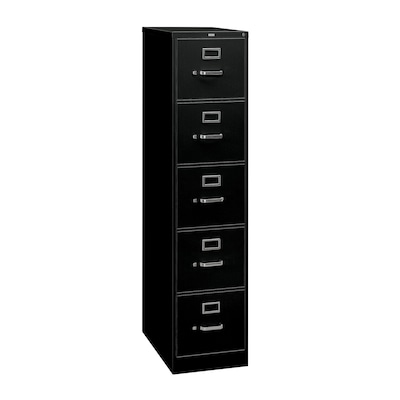 HON 310 Series 5-Drawer Vertical File Cabinet, Legal Size, Lockable, 60H x 18.25W x 26.5D, Black (HON315CPP)
