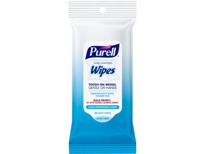 PURELL Hand Sanitizing Wipes, Clean Refreshing Scent, 20 Wipes/Pack, 12 Packs/ Carton (9124-12-CMR)