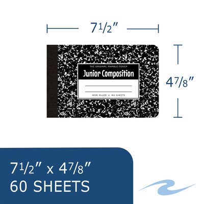 Roaring Spring Paper Products 1-Subject Composition Notebooks, 7.5 x 4.875, Wide Ruled, 60 Sheets,